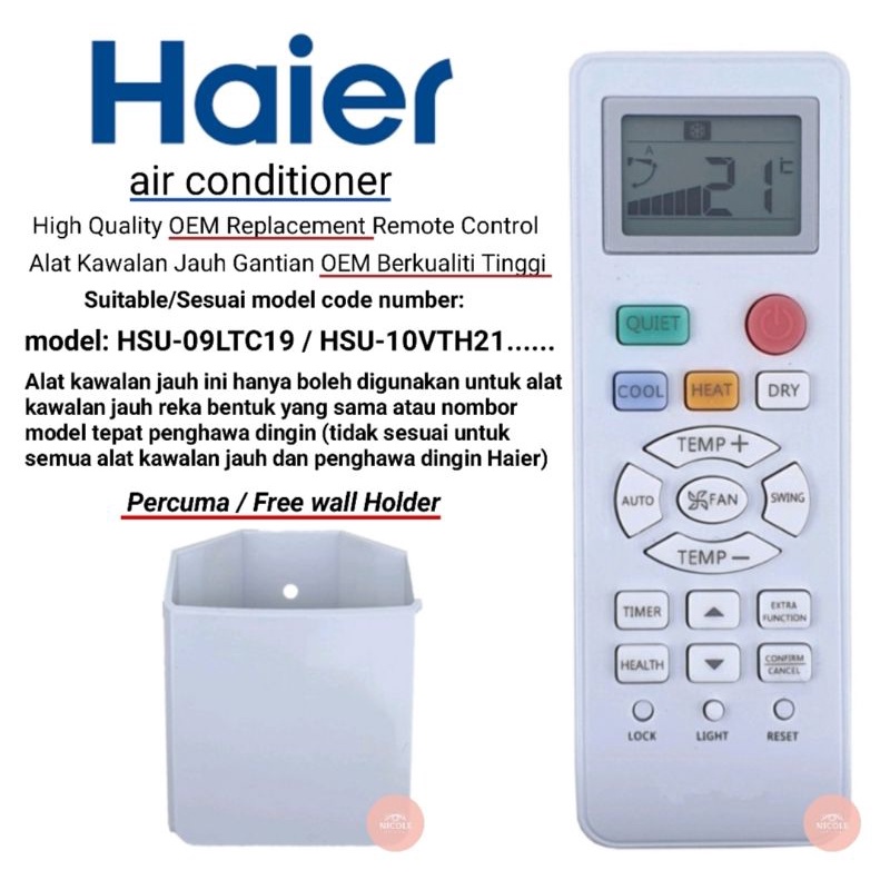 Haier Air cond Air conditioner Remote Control with Holder HE06