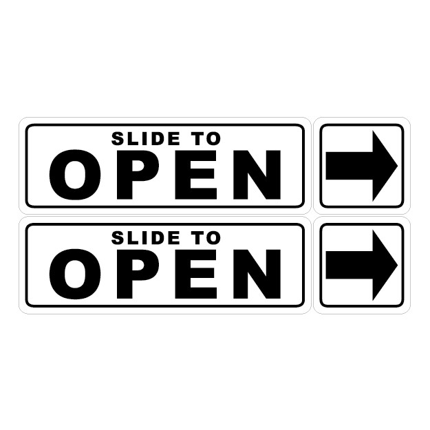 KSB256 SLIDE TO OPEN WITH ARROW SIGN STICKER 2'S 50X200MM..WE ACCEPT