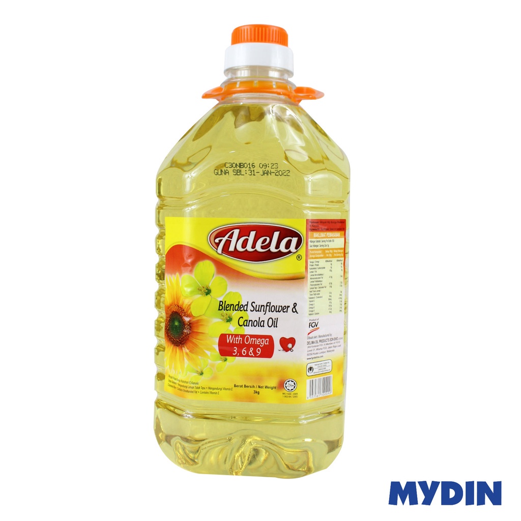 Adela Cooking Oil Blended Sunflower & Canola Oil (3kg) Shopee Malaysia