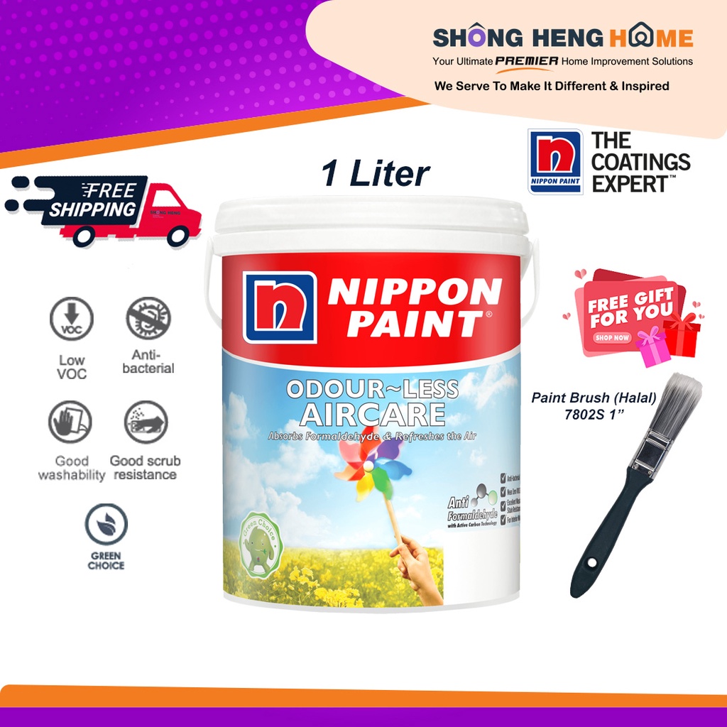 1L Nippon Paint Odourless Aircare Interior Wall N 1834D SHADY