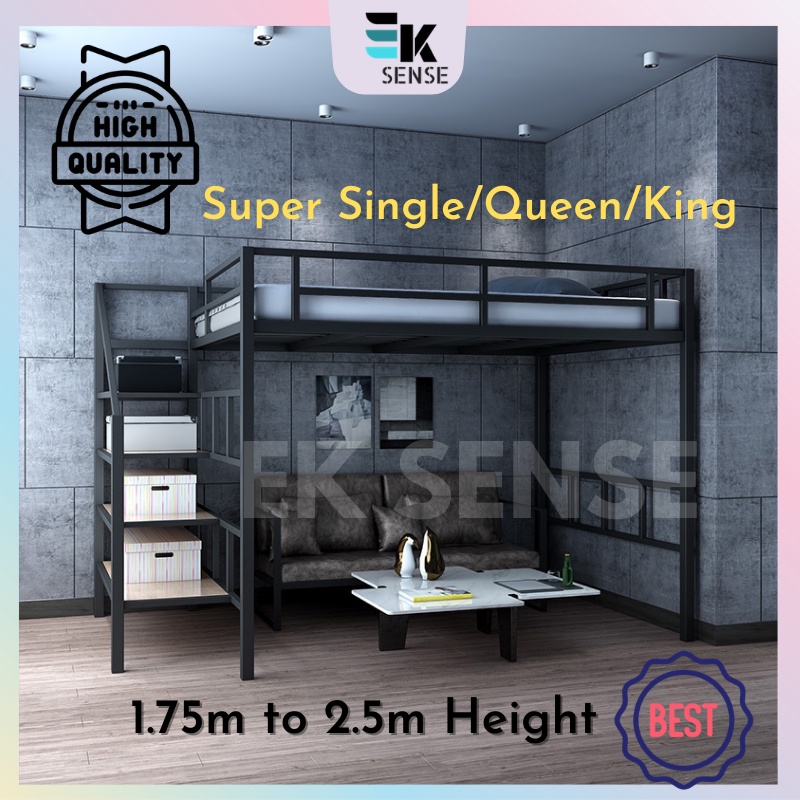 EKSENSE Metal Loft Bed Frame Double Decker Bunk Bed Rangka Katil 2 Dua