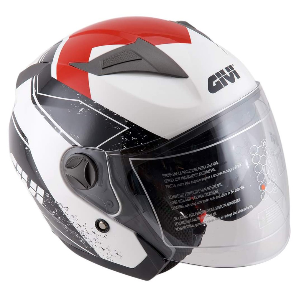 GIVI M30.2 PRESTO GRAPHIC RACING WHITE DOUBLE VISOR HELMET Shopee