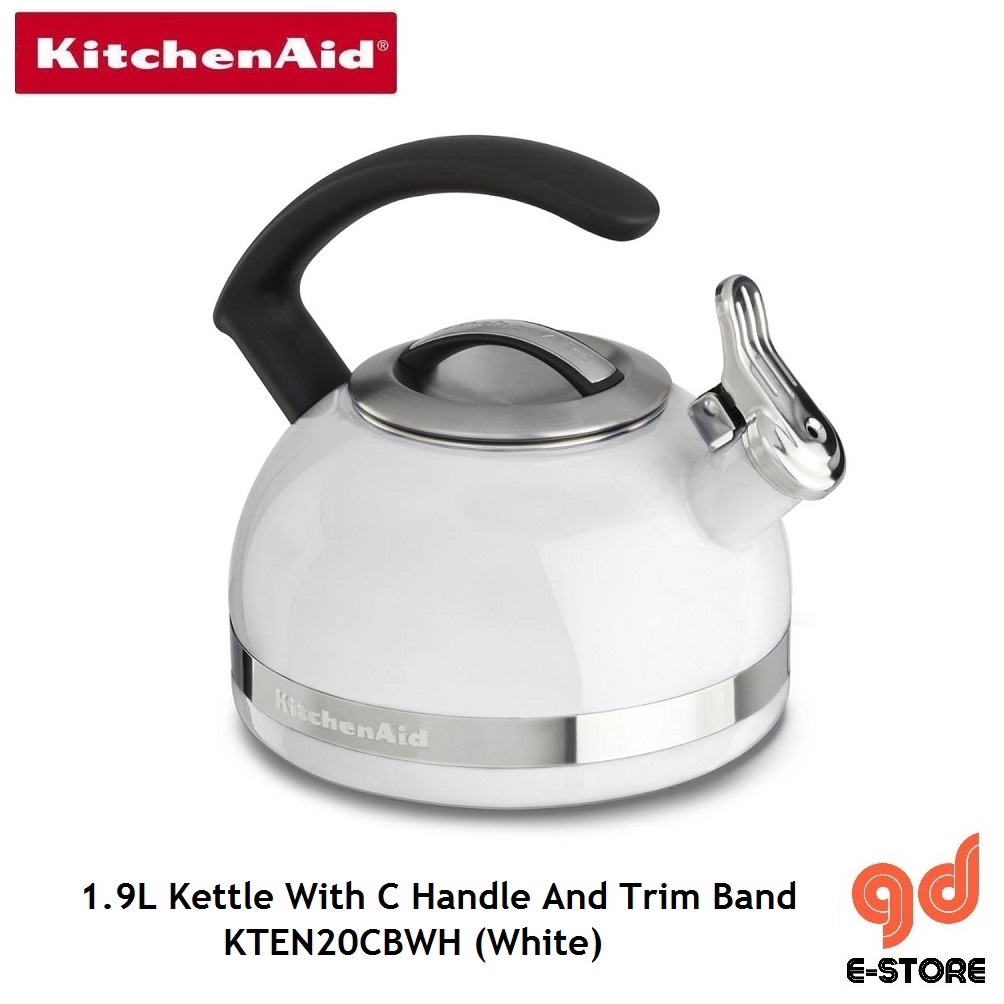 KitchenAid KTEN20CBWH 2 Quart Porcelain Enamel Kettle with C Handle