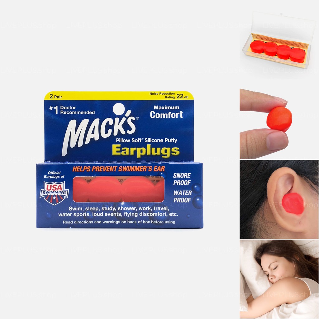 Mack's Pillow Soft Silicone Putty Earplugs, 2 Pair Orange — Ear Plugs
