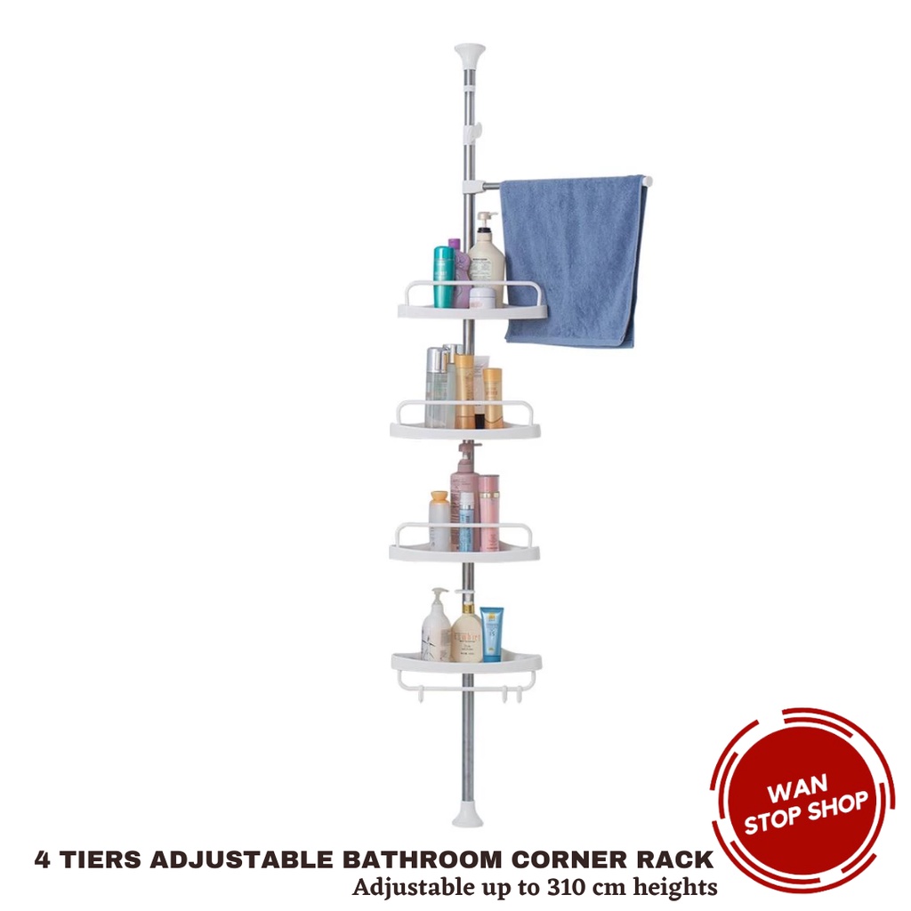 4 Tier Adjustable Bathroom Stretch Rack Organizer Bathroom Rack Toilet