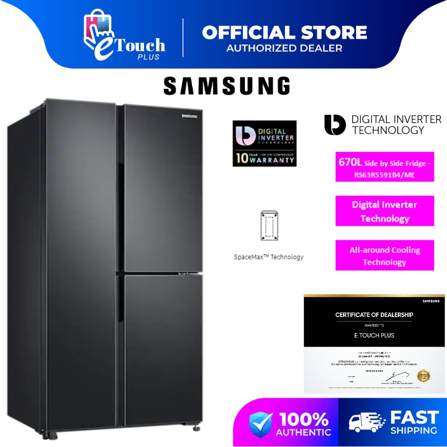 SAMSUNG 670L SIDE BY SIDE 3 DOOR REFRIGERATOR WITH FLEXZONE RS63R5591B4
