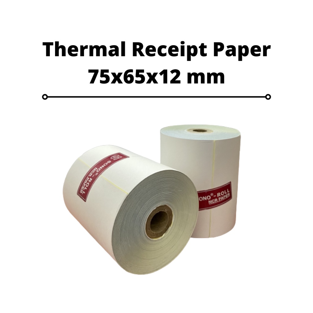 2ply NCR Dot Matrix Receipt Paper Roll For Receipt Printer / Kertas Receipt 75x65x12mm Shopee