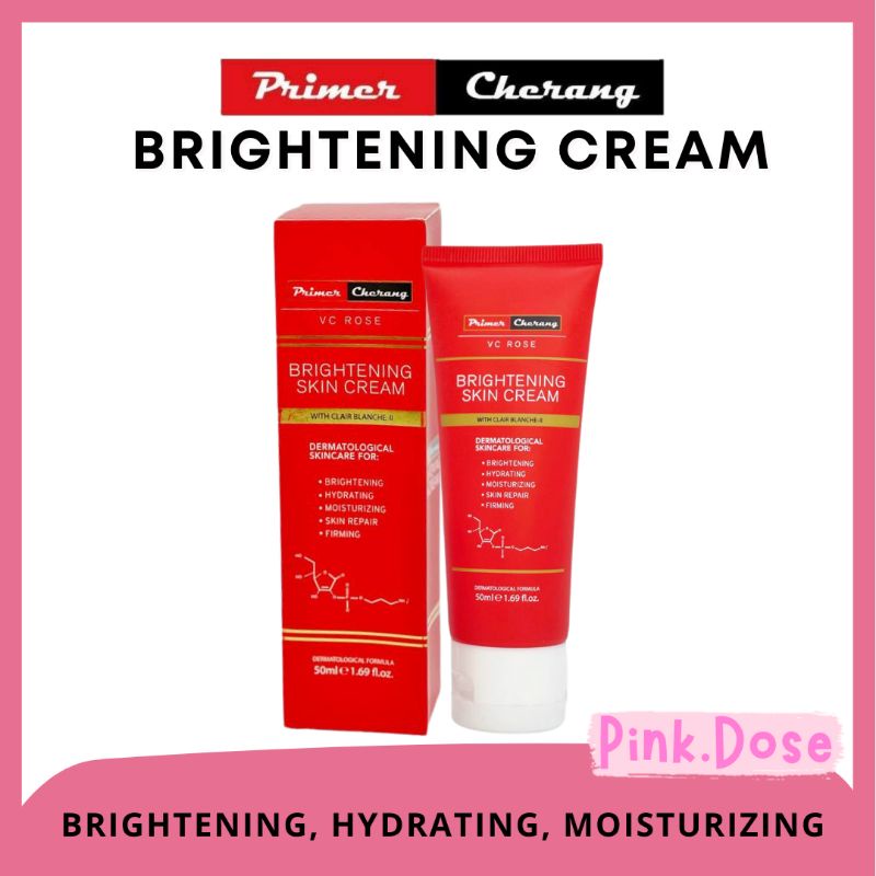 PRIMER CHERANG VC Rose Brightening Cream Merawat Parut, Kulit Kering