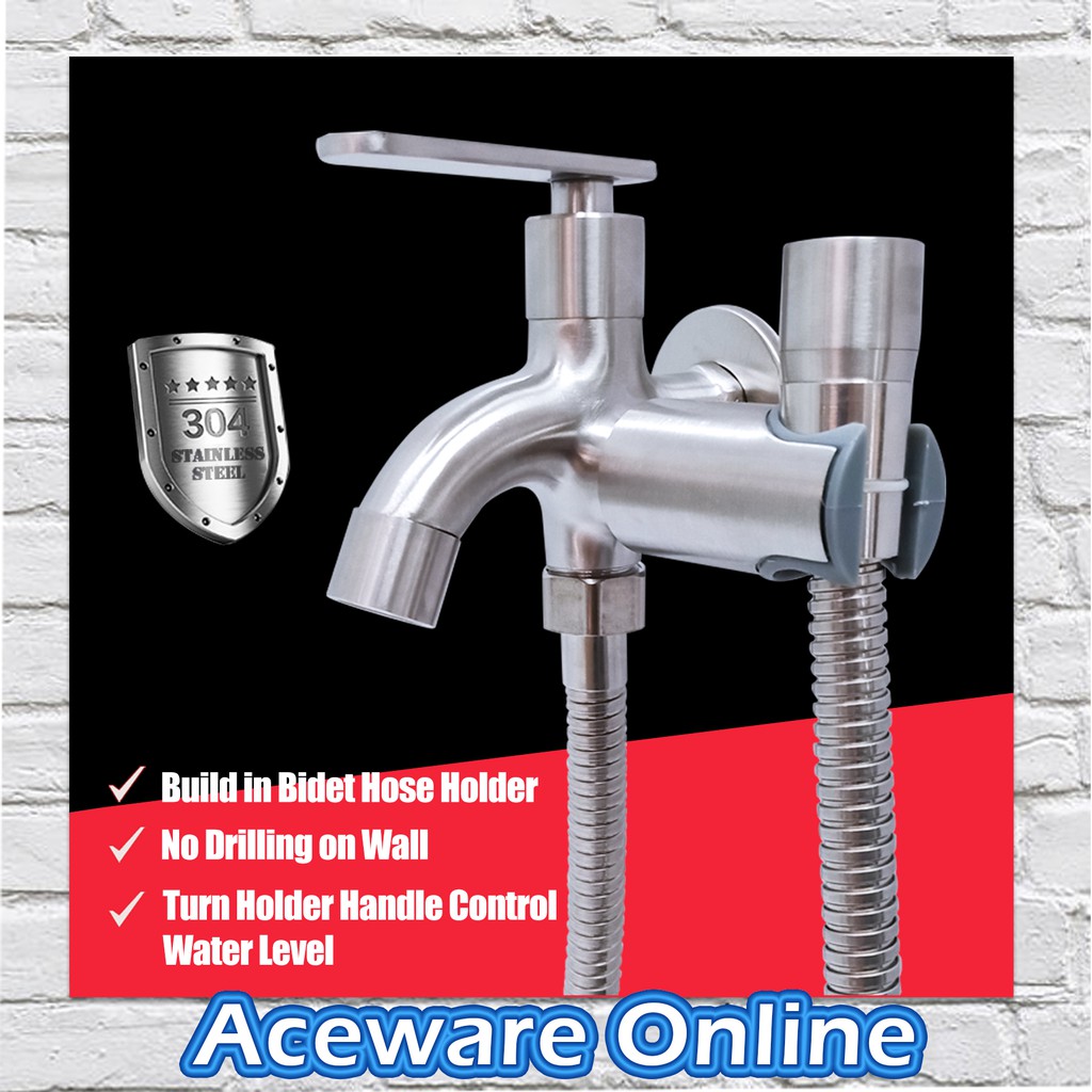 567 STAINLESS STEEL 304 TWO WAY FAUCET TAP WITH BIDET HOSE BATHROOM