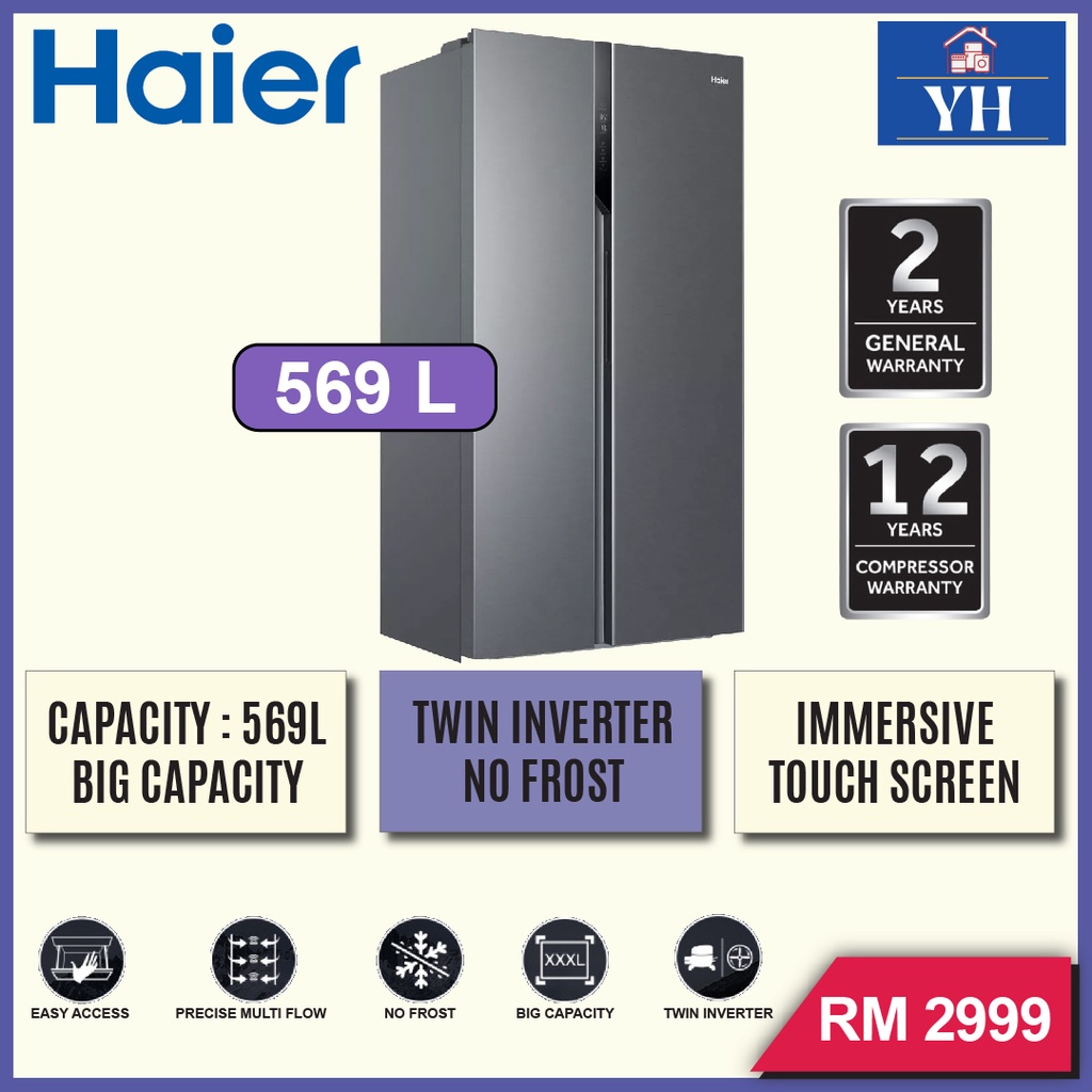 Haier 569L Twin Inverter Technology No Frost Side by Side Refrigerator Fridge HSR3918FNPG