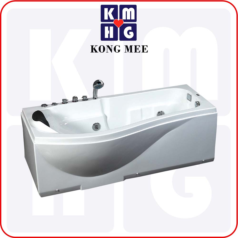 White Acrylic Jacuzzi (Bathtub) With Relaxing Headrest High Quality