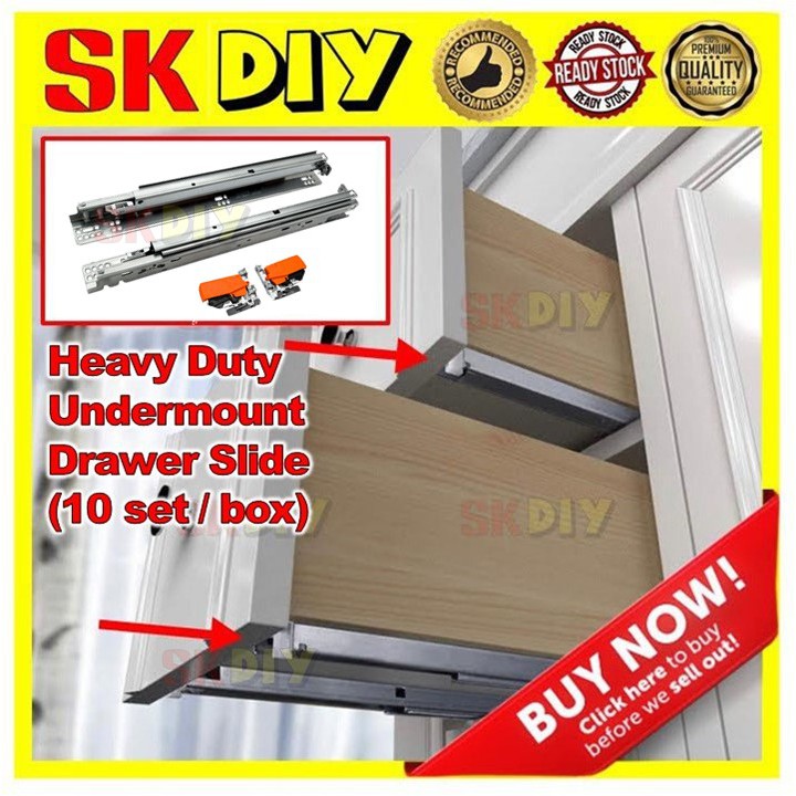 Heavy Duty Undermount Drawer Slide ( READY STOCK !! ) Shopee