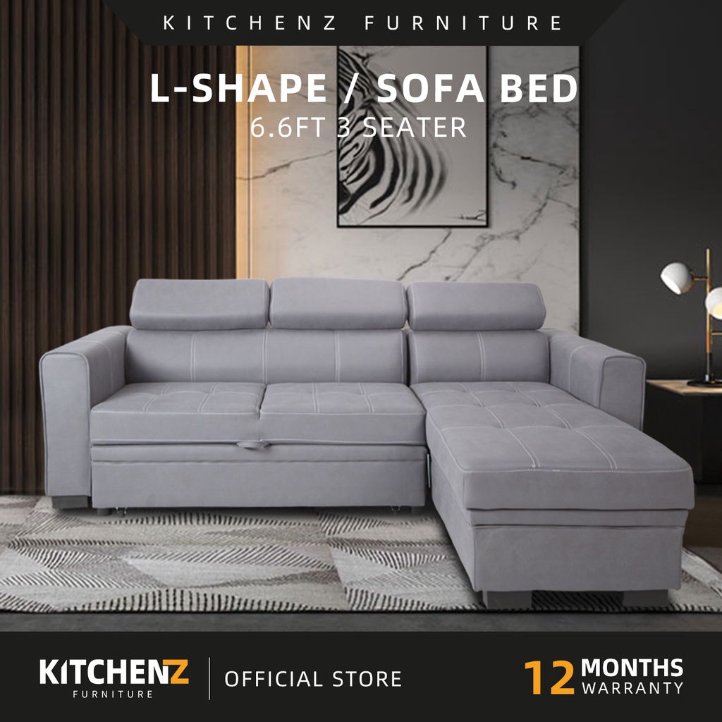 KitchenZ Sabah 3 Seater Sofa L Shape Sofa Multifunctional Sofa Bed