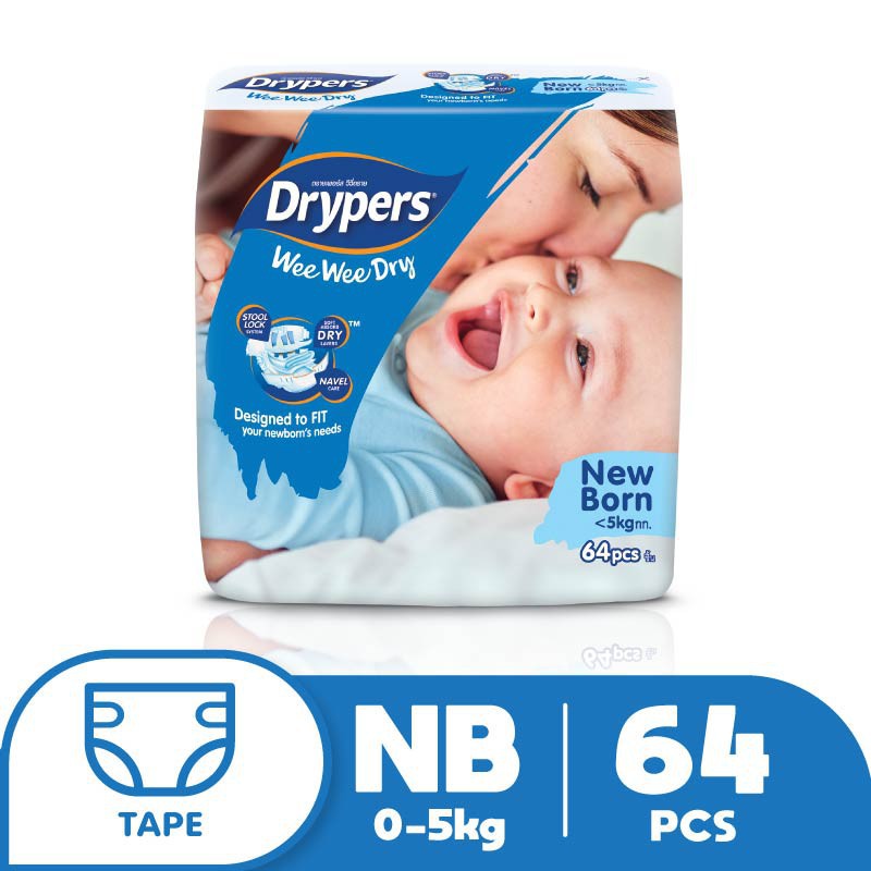 NEWBORN 64PCS Drypers Wee Wee Dry Newborn Pampers Newborn Drypers