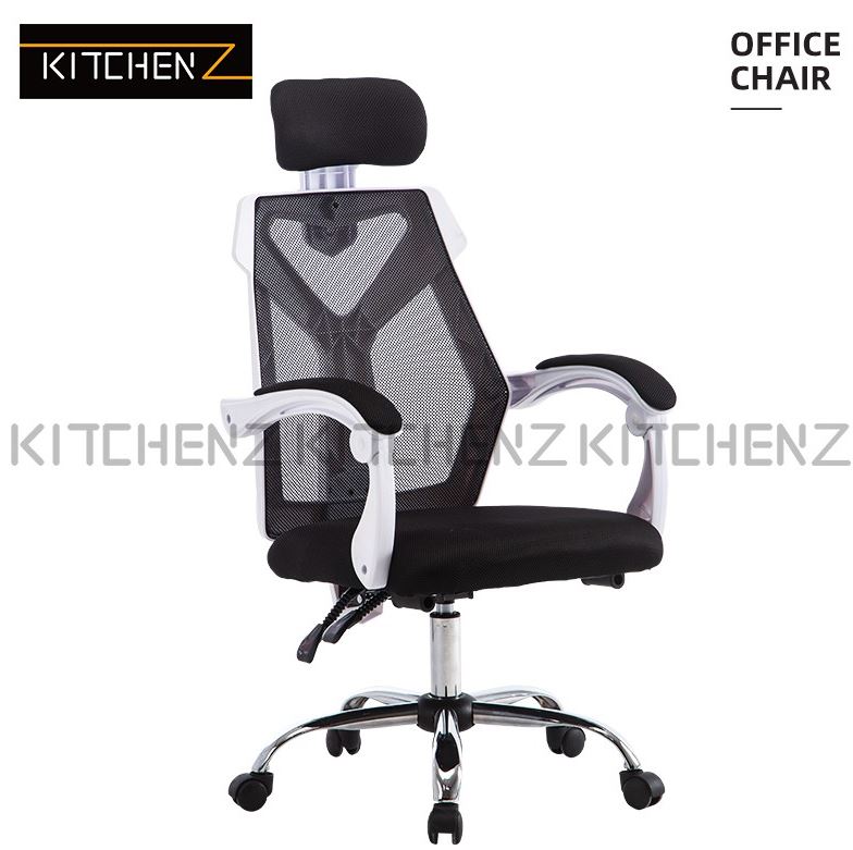 KitchenZ High Back Mesh Office Chair with Ergonomic Design & Chrome Leg