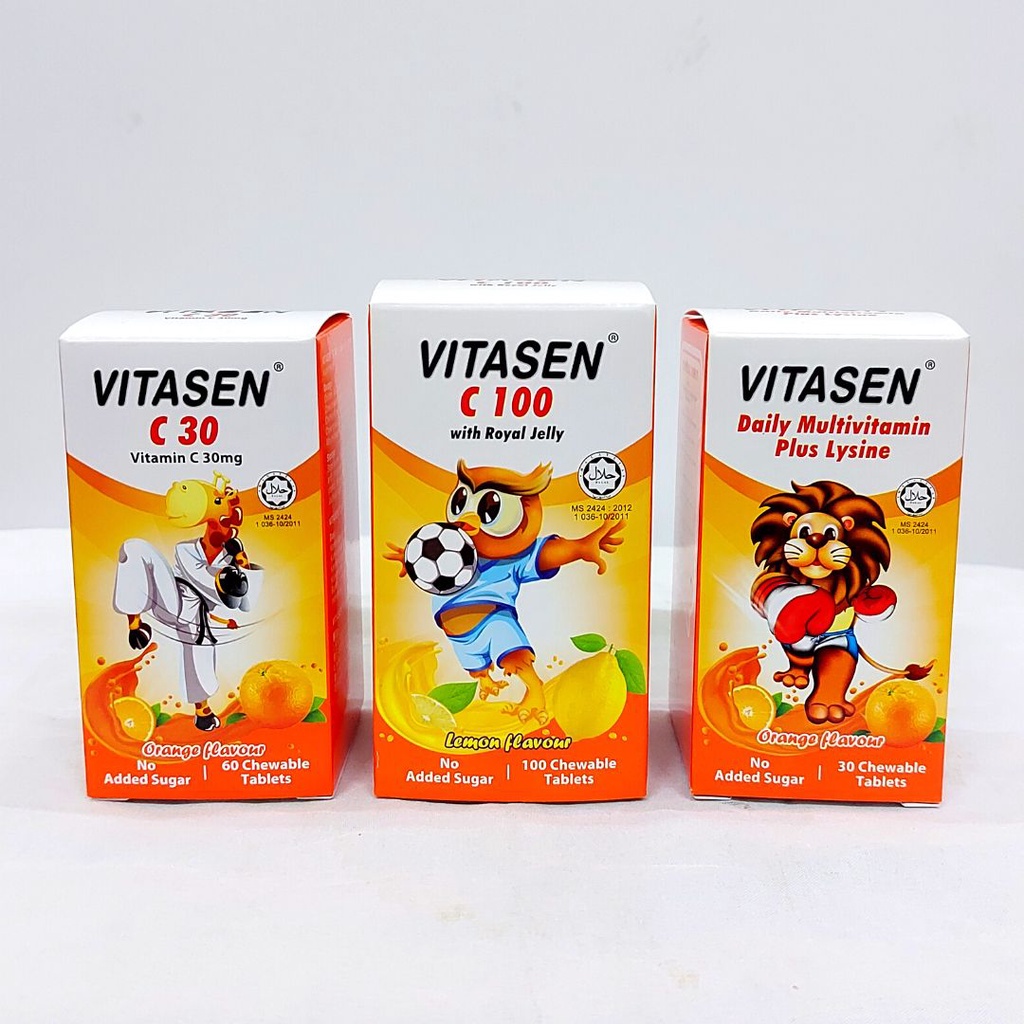 Vitasen Daily Multivitamin Plus Lysine (Orange) 30's / Vitasen C100
