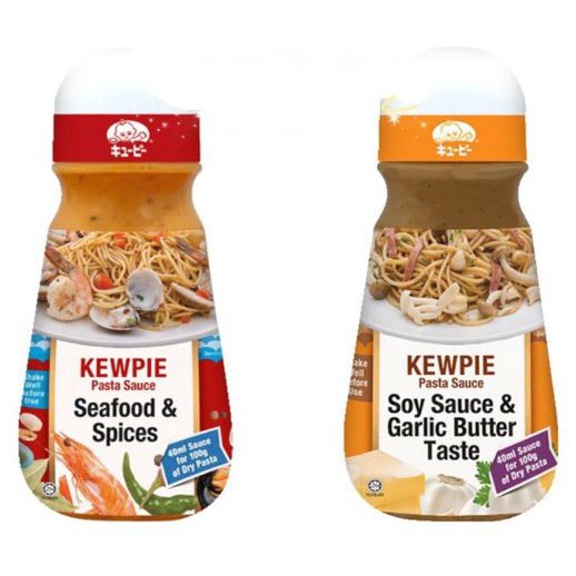KEWPIE Pasta Sauce SEAFOOD & SPICES / SOY SAUCE & GARLIC BUTTER TASTE