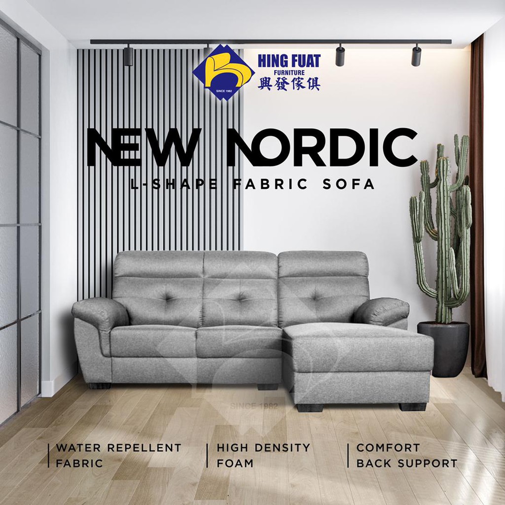 (FREE SHIPPING) New Nordic L Shape Fabric Sofa / Sofa Kain L / Sofa 3