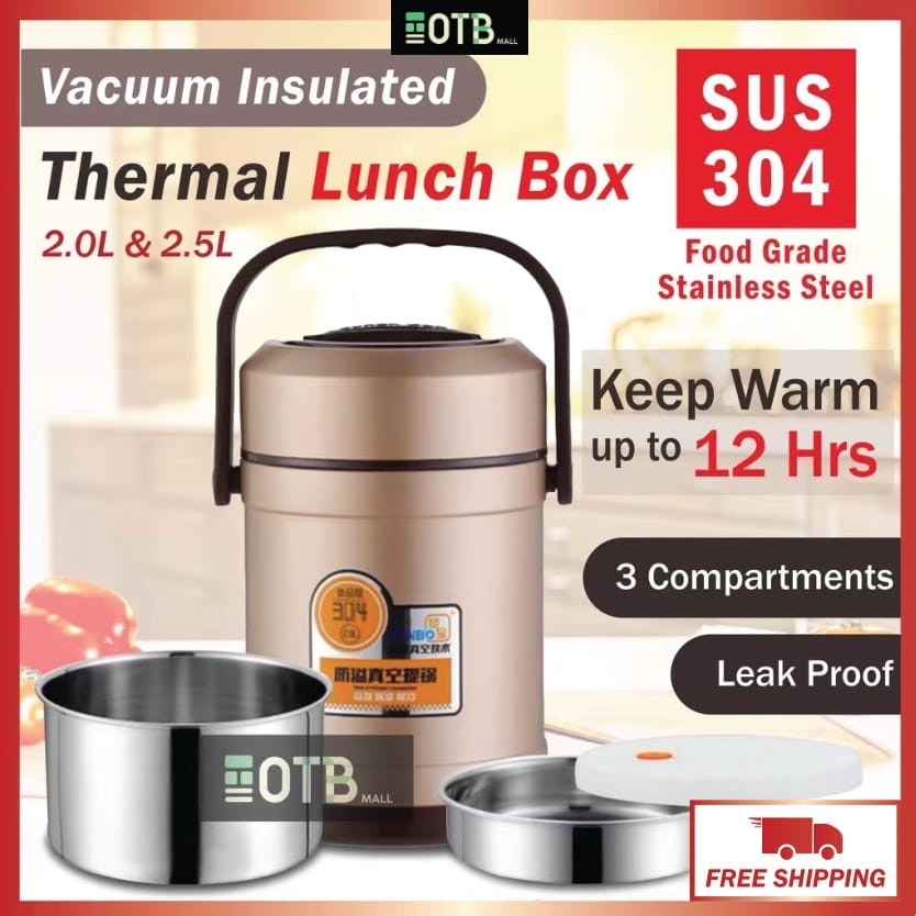 OTB Lunch Box (3 Layers) 304 Stainless Steel Thermal Lunch Box Thermos