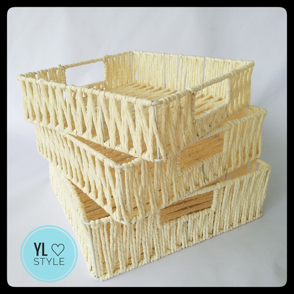 Handmade Square Woven Storage Baskets (3 Size) Shopee Malaysia