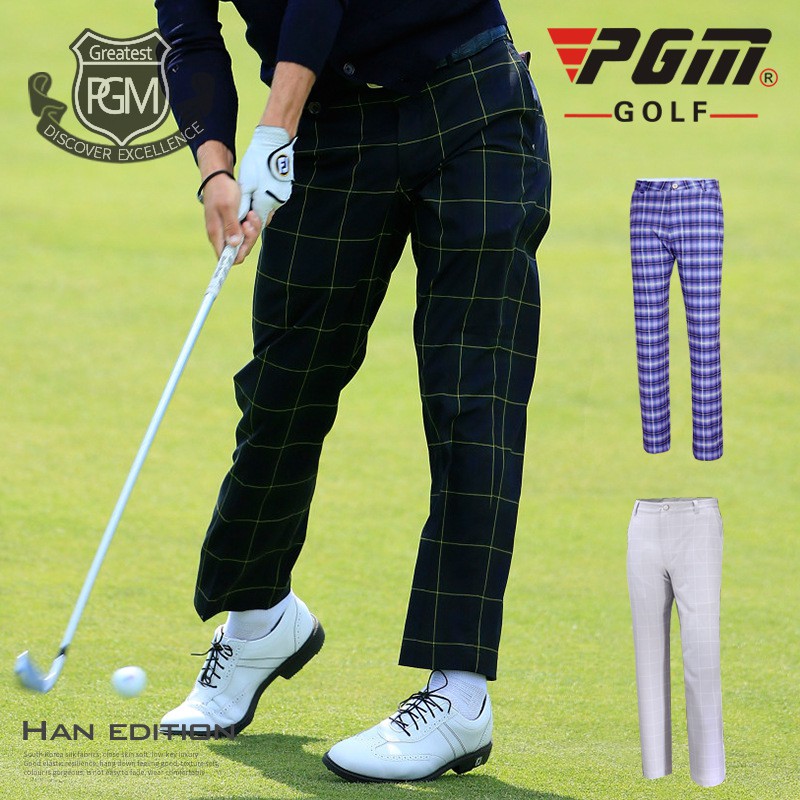 Summer Golf Pants Men Full Length Ball Sport Golf Plaid Quickdry Pants