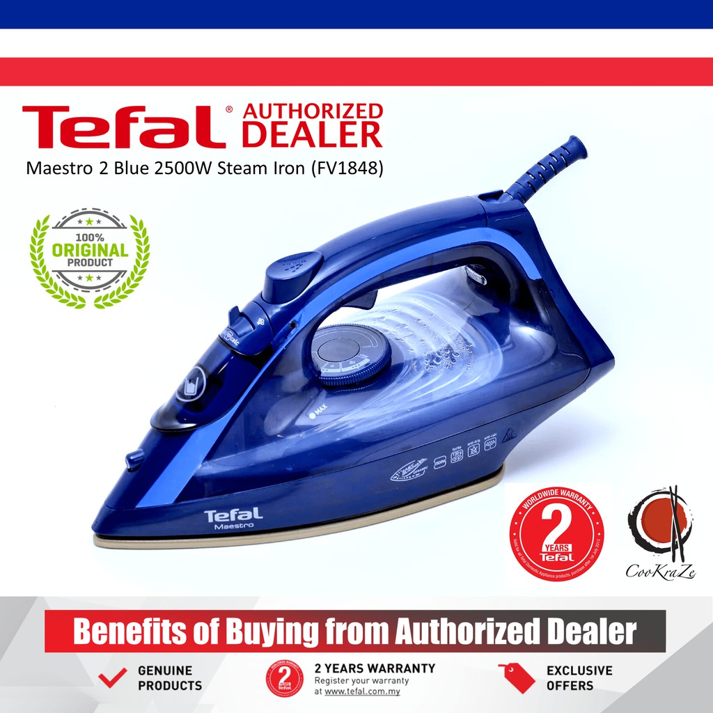 Tefal Maestro 2 Blue 2500W Steam Iron FV1848 FV1848M0 Clothes Steamer
