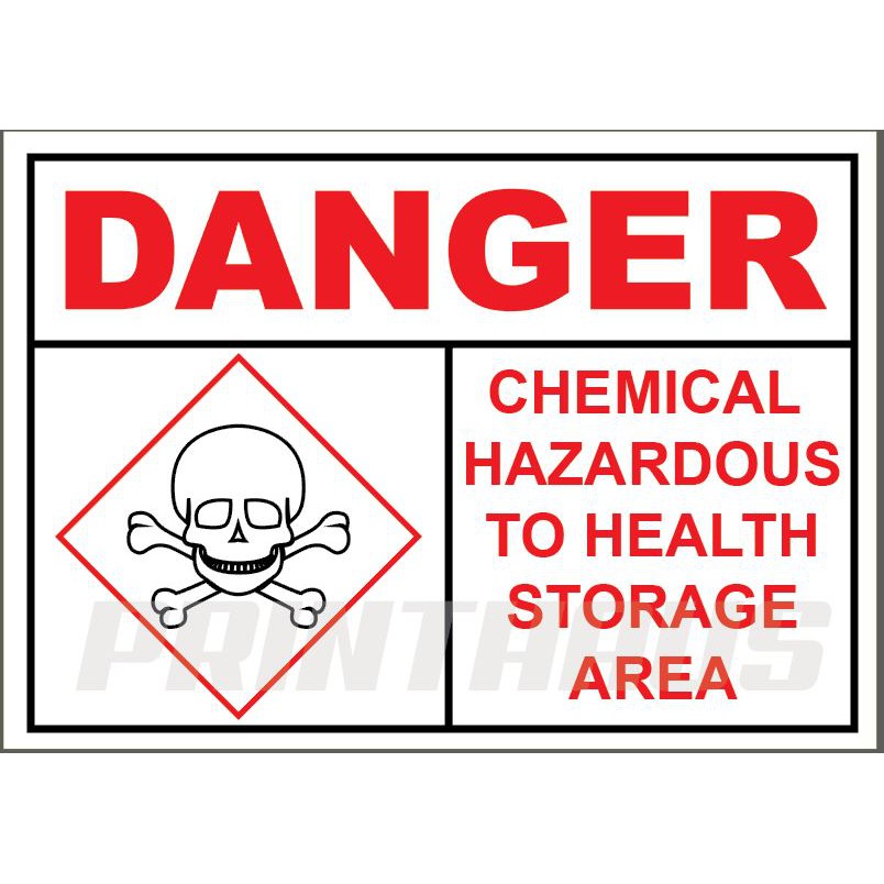 Danger Chemical Hazardous To Health Storage Area Sticker A3 Bahaya