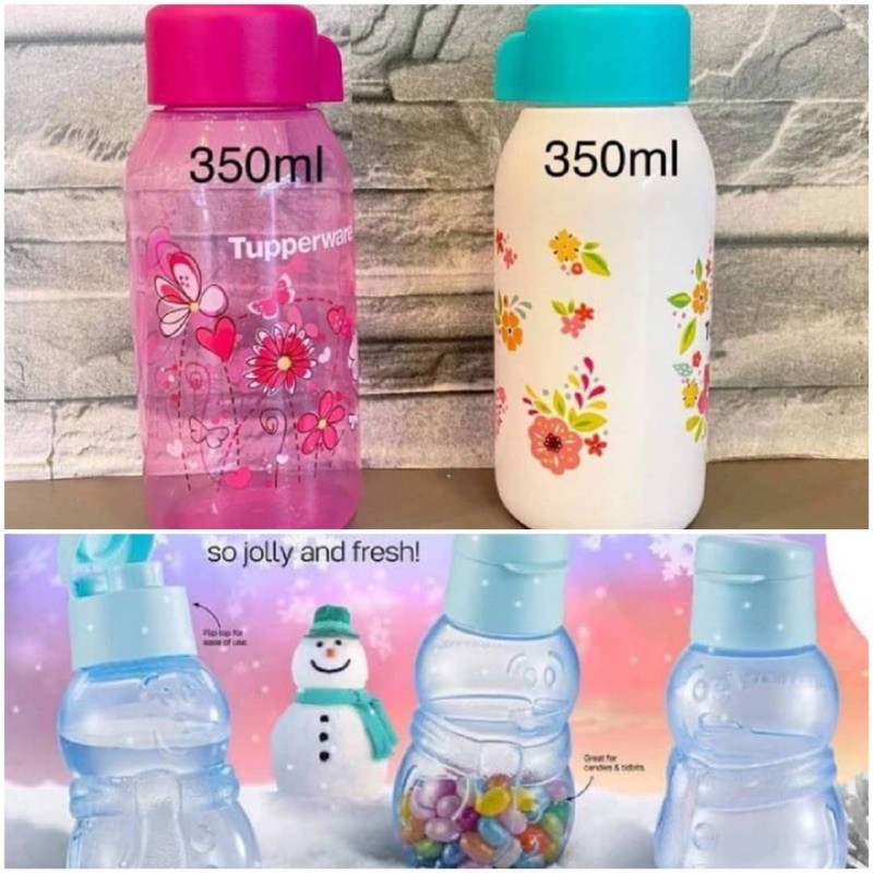 Ready stock!!! Tupperware Drinking bottle Preety Blooms / snowman Eco
