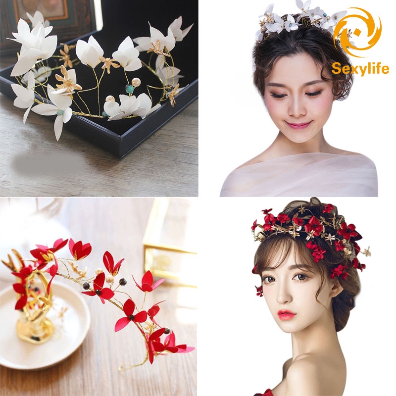 Sexylife Women Girls Flower Floral Crown Headband Wedding