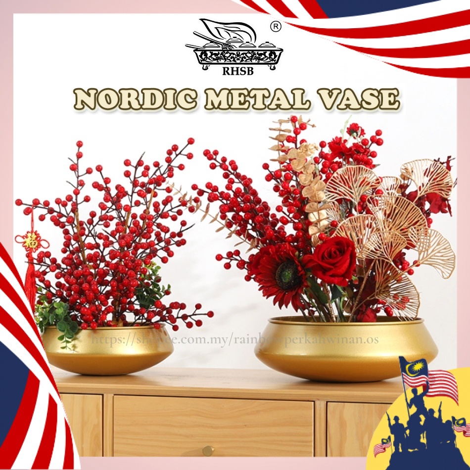 NORDIC IRON VASE / METAL VASE / MODERN FLOWER POT / GOLD VASE / PASU