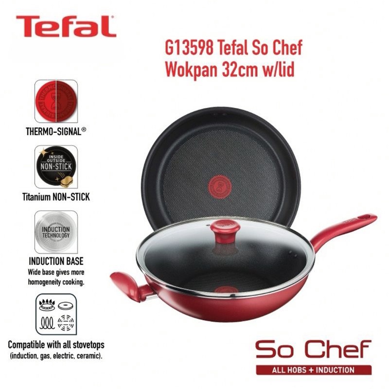 Tefal So Chef 32cm Wokpan with LID (G13598) Shopee Malaysia