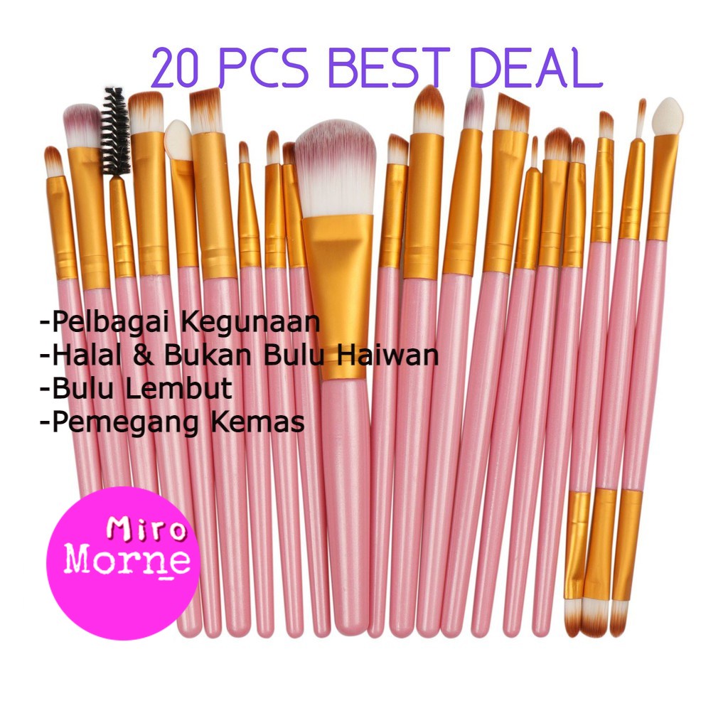 Promosi!! 20pcs HALAL Soft Set Face Brushes Brush Kabuki Makeup Set