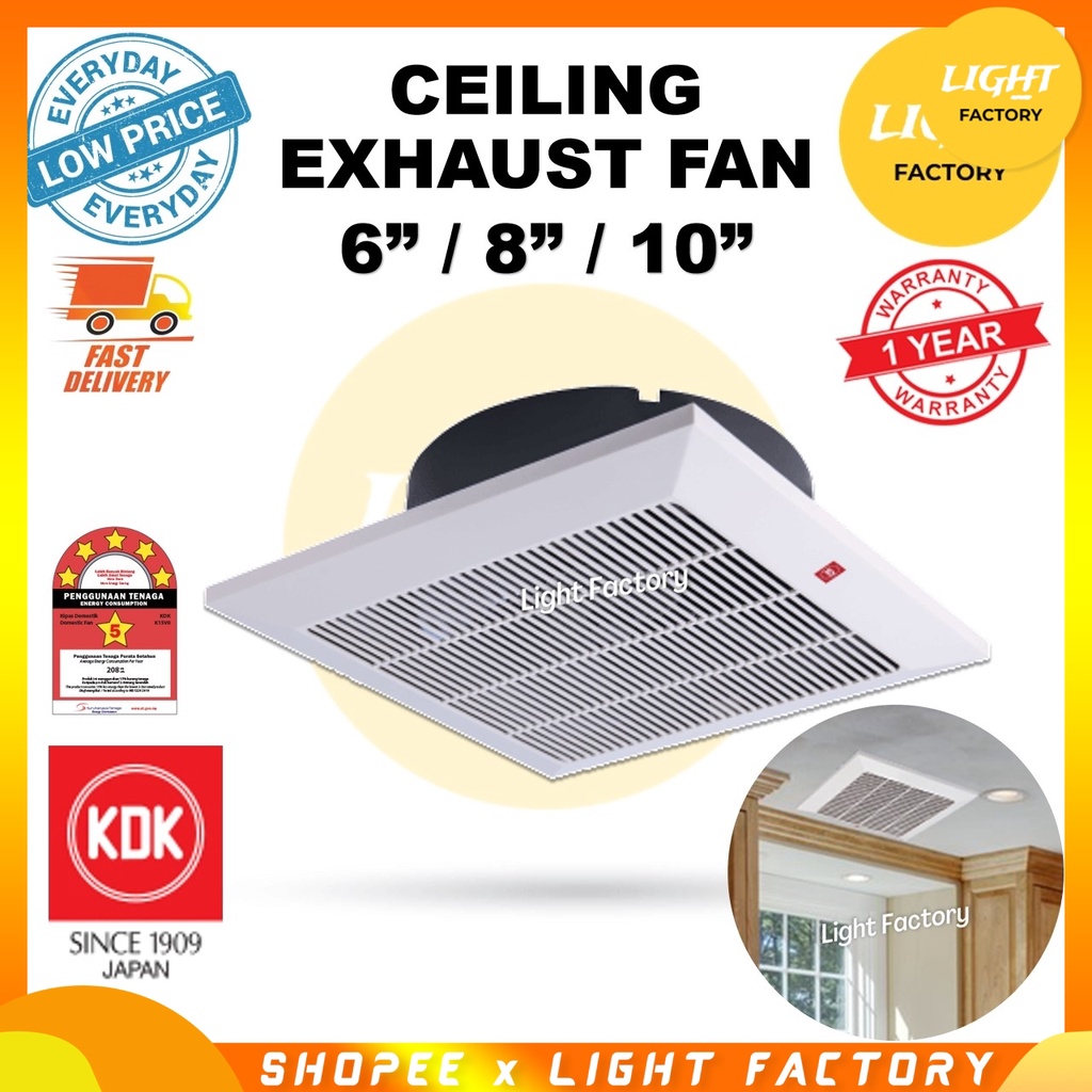 KDK Ceiling Ventilation Fan 25TGQ7 / 20CQT1 / 15TGQZ Ceiling Mounted