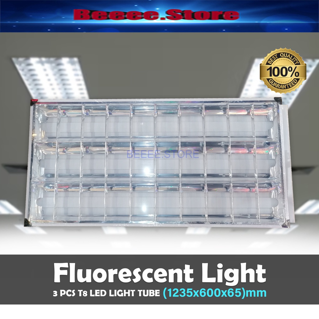 LED FLUORESCENT LIGHT 1200*600*65 (3 PCS T8 LED LIGHT TUBE) Work