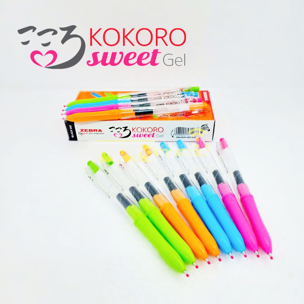 1 PCS KOKORO PULPEN / BALLPOINT ZEBRA KOKORO GEL Black Ink (0.5mm