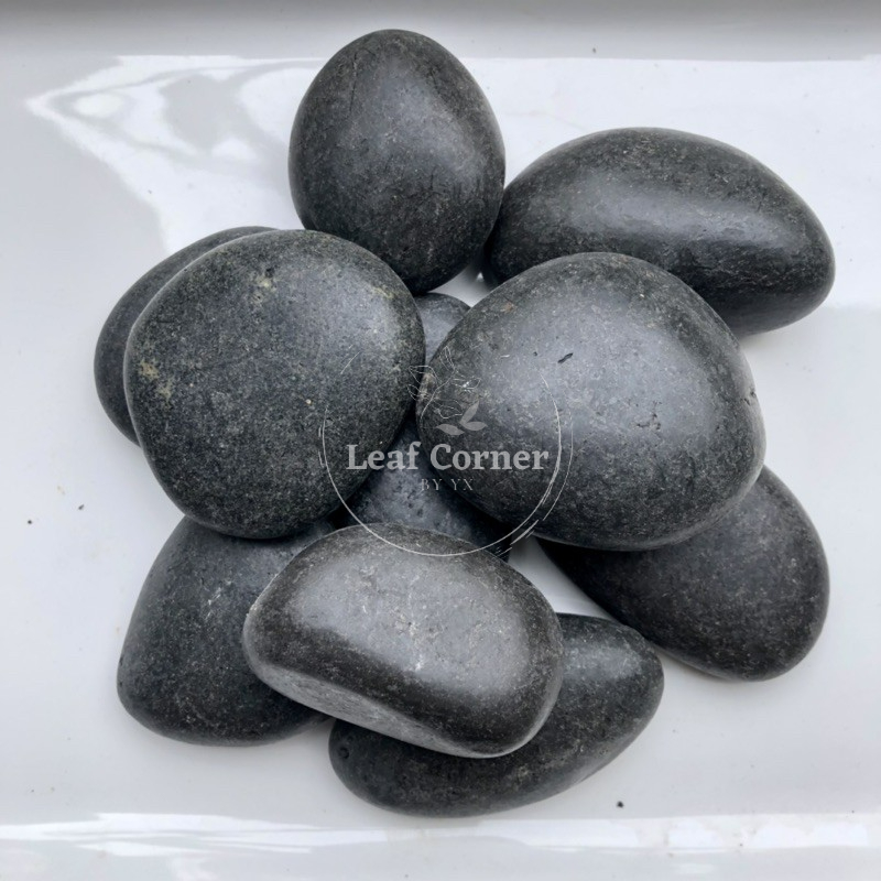 Black Pebbles Black Polish Stone Ready Stock Gardening Decor Landscape