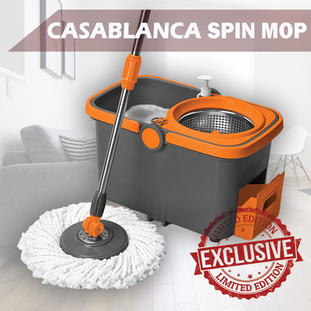 [Ready Stock] Casablanca Stainless Steel Spin Mop with Bucket [Fast Delivery] Shopee Malaysia