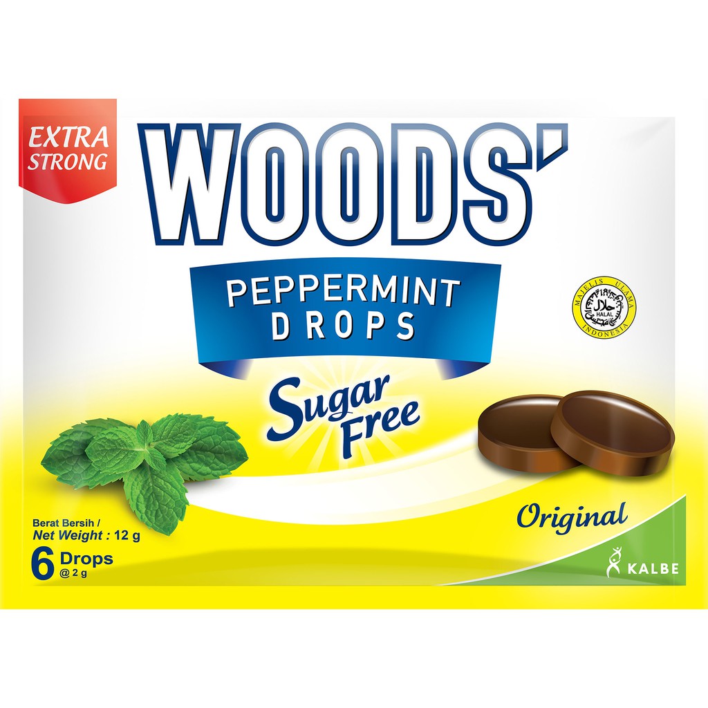 Woods' Sugar Free Sore Throat Peppermint Lozenges (6 Drops) Shopee