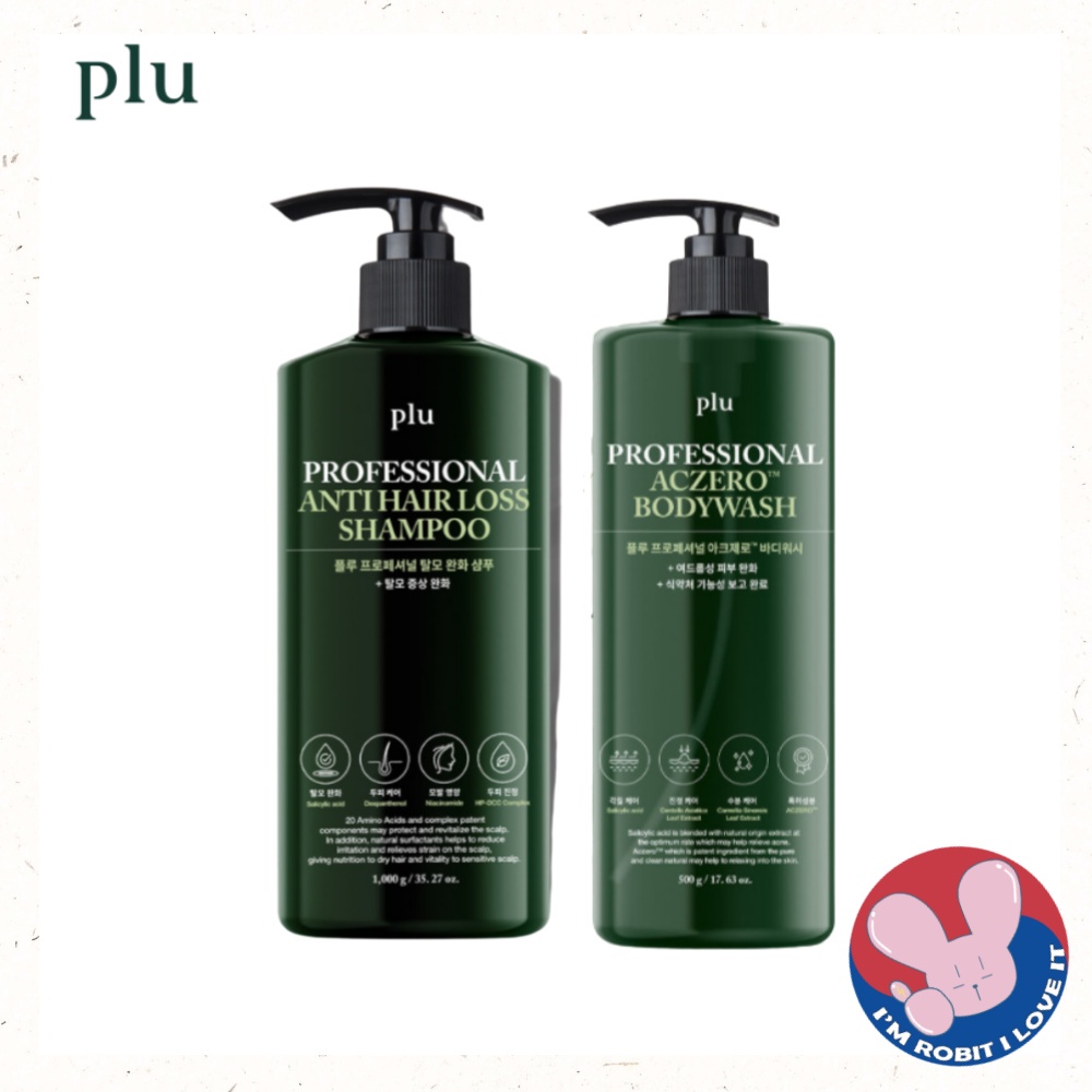 [Plu] PROFESSIONAL ANTI HAIR LOSS SHAMPOO & ACZERO BODY WASH 1000ml