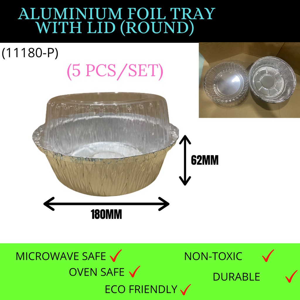 ALUMINIUM FOIL TRAY WITH LID L SIZE [ROUND] 5PCS (Code11180P) Shopee Malaysia