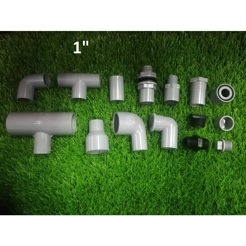 READY STOCK 1" PVC PIPE FITTING JOINT ELBOW TEE SOCKET PT SOCKET VALVE