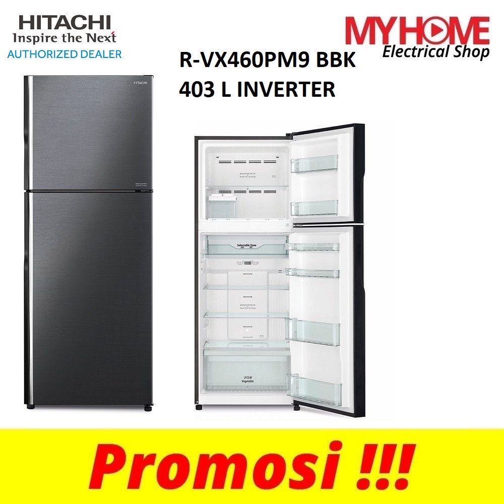 ( DELIVER KL AND SELANGOR) Hitachi 403L Inverter 2 Door Glass