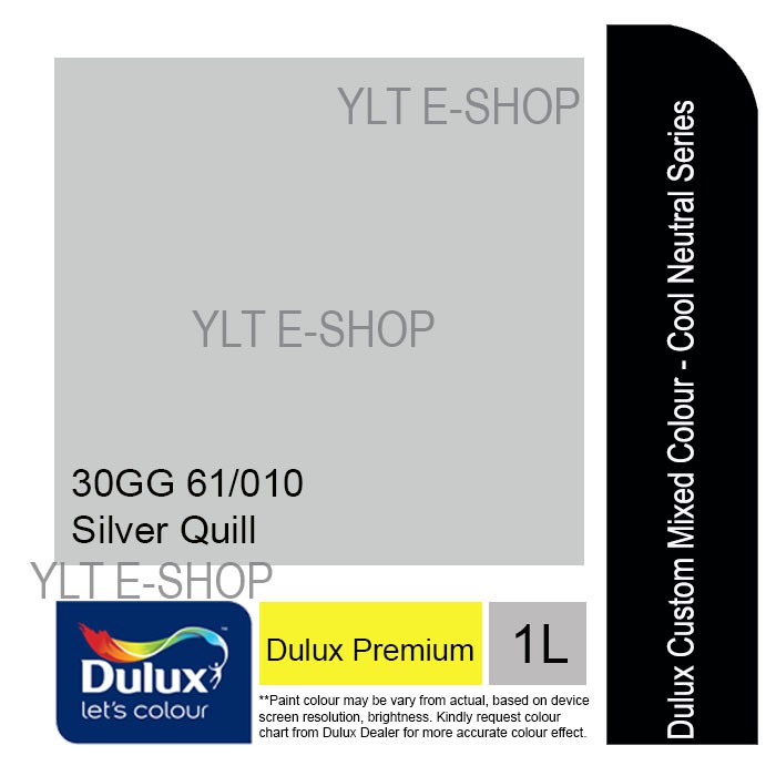 Dulux Premium 1L 30GG 61/010 Silver Quill EasyClean / PearlGlo Cool Neutrals Series