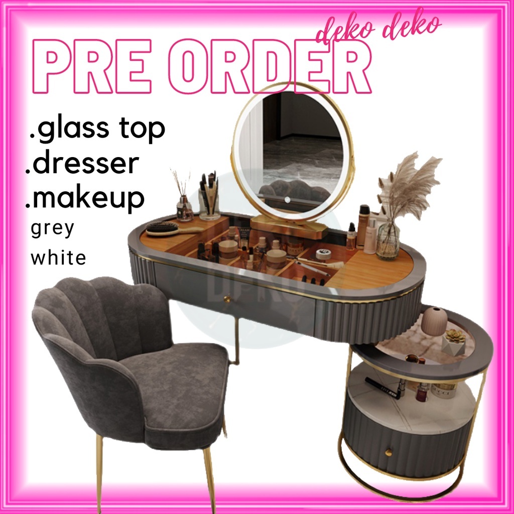 Table Meja Makeup glass top Meja solek wardrobe dressing table bedroom
