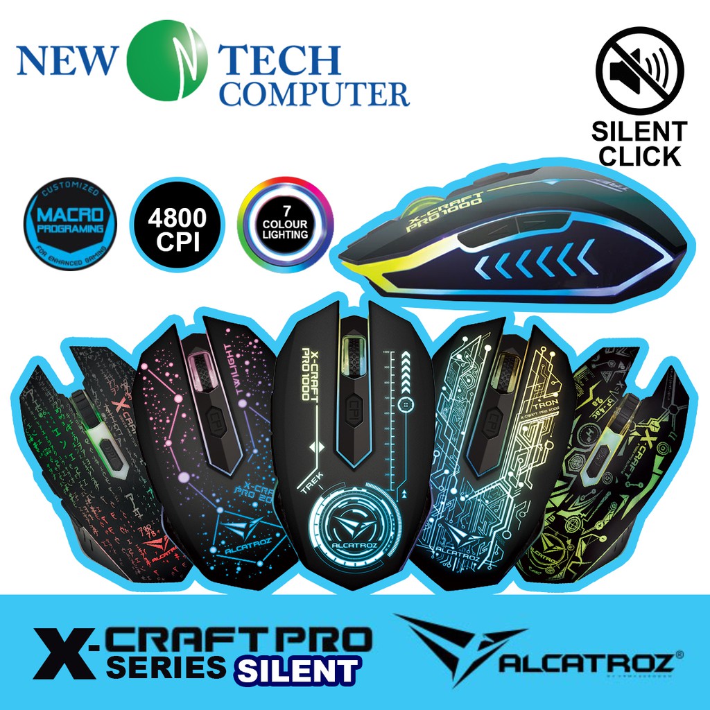 Alcatroz XCraft Pro Silent USB Gaming Mouse Shopee Malaysia