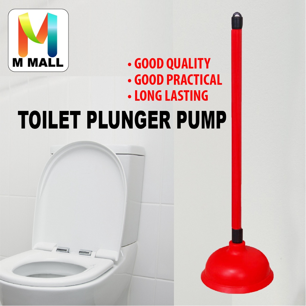 M MALL RED Rubber Toilet Plunger Pump Tandas Sumbat Pressure Suction