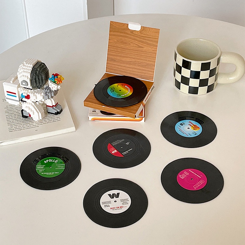 2/4/6 Pcs/set Retro Vinyl Record Coasters Creative CD Table Mats Home