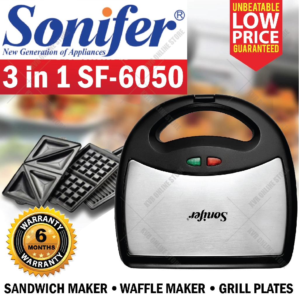 SONIFER SF6050 3in1 Multi Functional Detachable Plate Sandwich Waffle