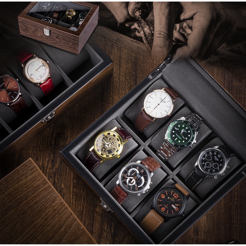 Walnut Wooden Watch Boxes Storage Organizer Box Watch Box Display