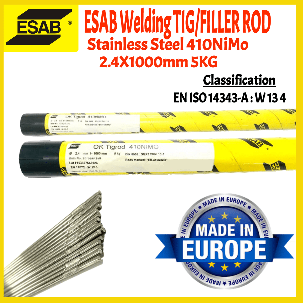 ESAB WELDING TIG ROD/FILLER STAINLESS STEEL 410NiMo 2.4X1000MM 5KG Shopee Malaysia
